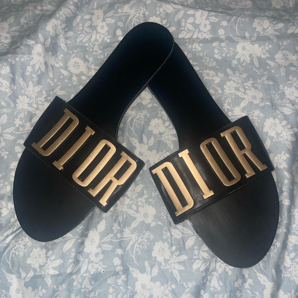 Dior Black and Gold Women's Slides